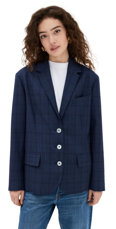 Marissa Webb Ridley Slim Sleeve Boyfriend Blazer Oliver Plaid