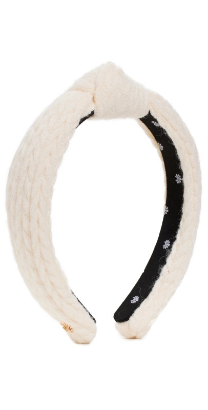Lele Sadoughi Cable Knit Slim Knotted Headband Ivory
