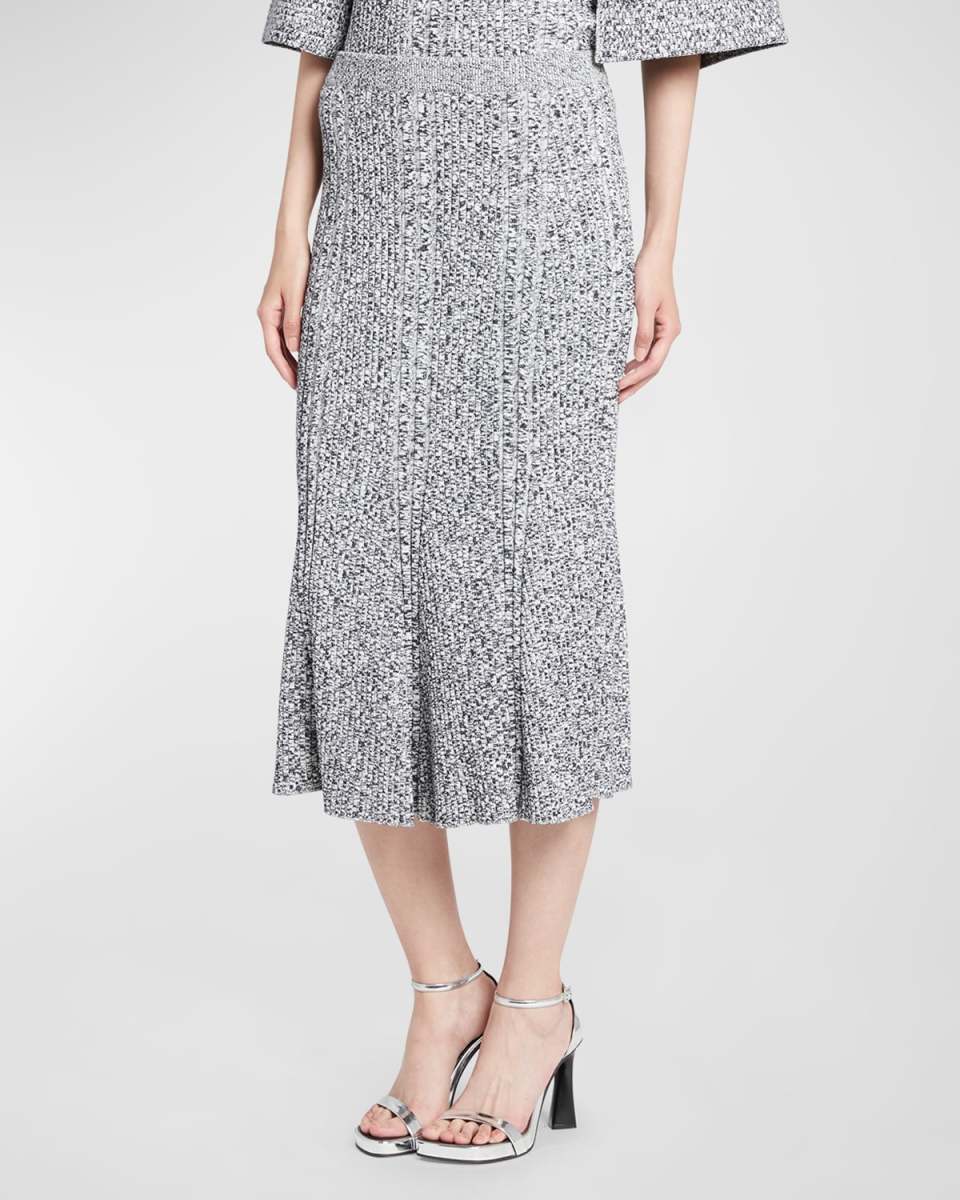 Ribbed Mouline Wool Pencil Skirt