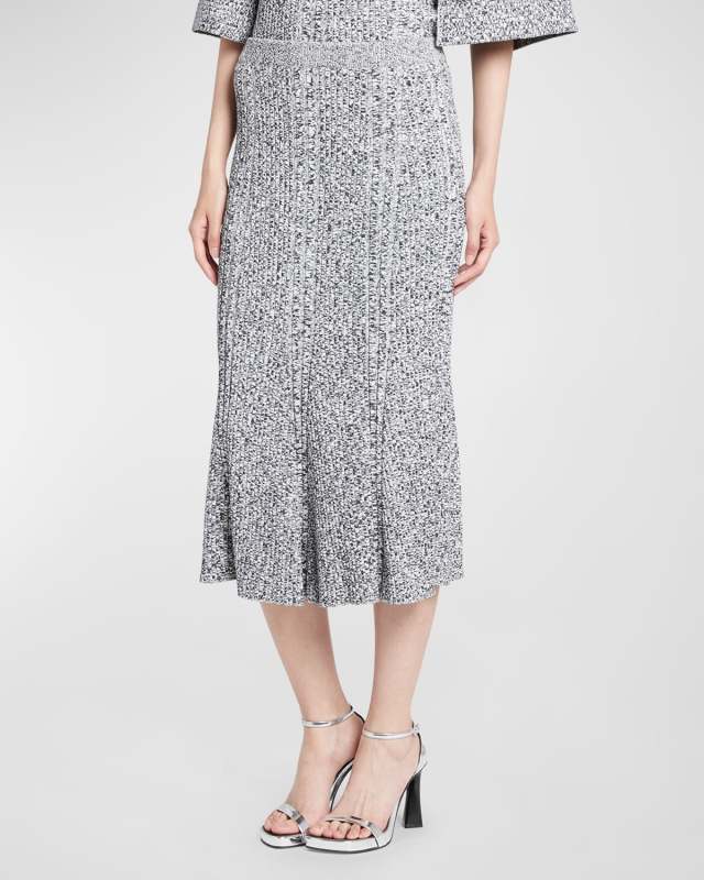 Ribbed Mouline Wool Pencil Skirt