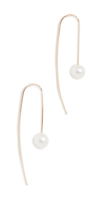 Zoe Chicco 14k Gold White Freshwater Cultured Pearl Wire Earrings Yellow Gold
