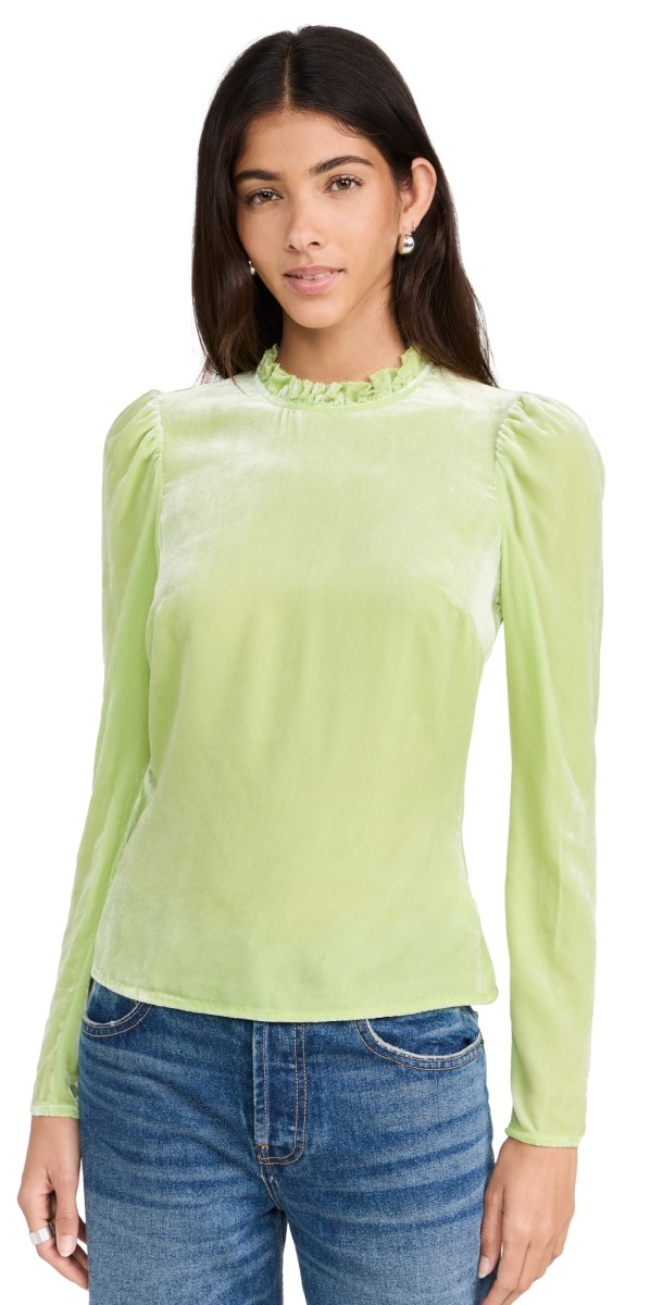 Ulla Johnson Marlene Velvet Blouse Pistachio
