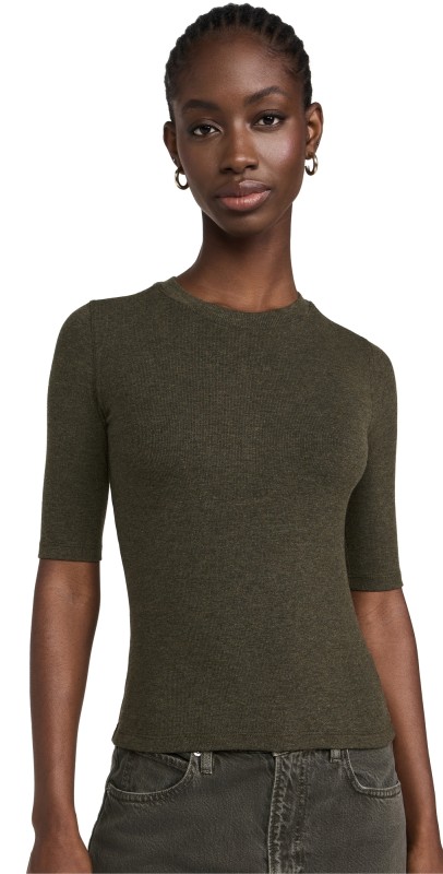 FRAME Rib Crewneck Rich Military Heather