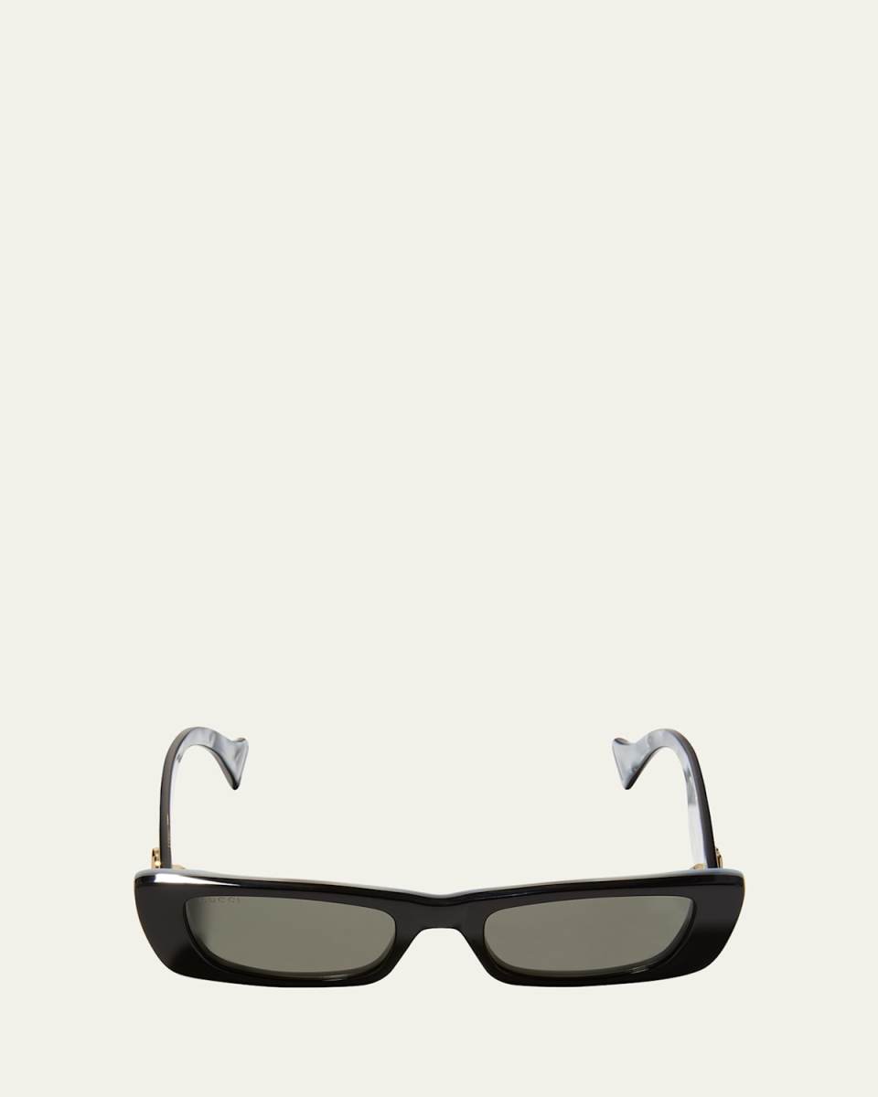 Monochromatic Rectangle Sunglasses w/ Interlocking G Temples