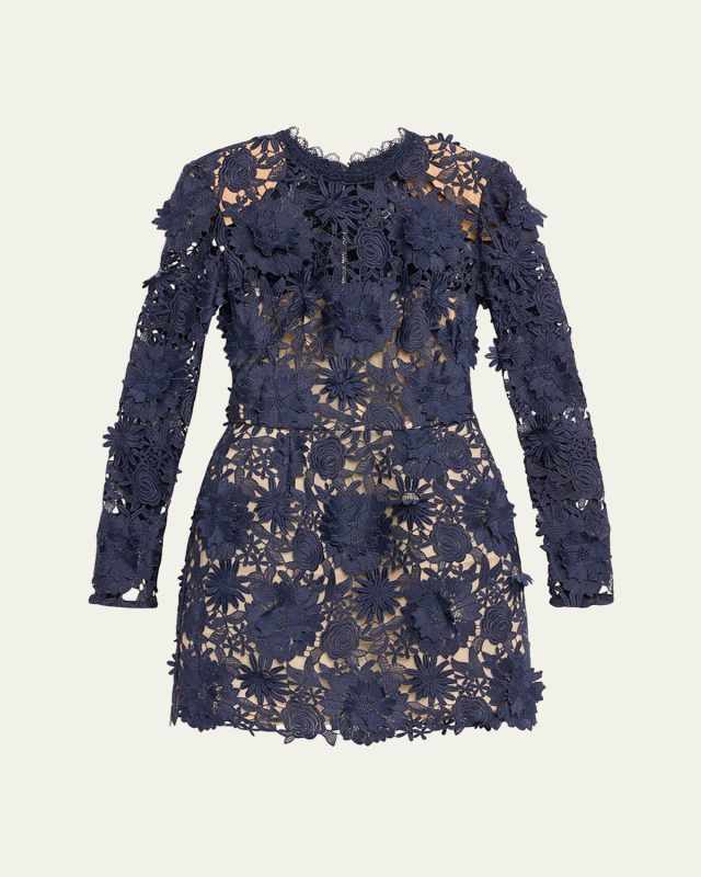 Maia Floral Lace Applique Mini Dress