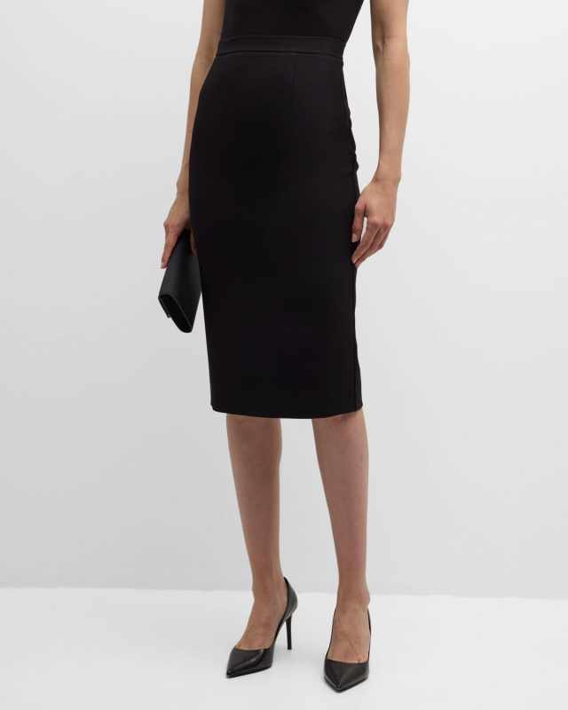 Crepe Midi Pencil Skirt