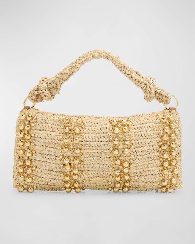 Hera Nano Studded Raffia Shoulder Bag