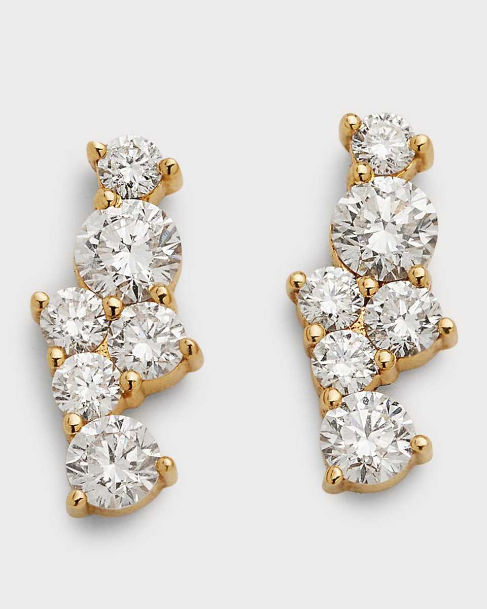 14k Diamond Cocktail Bar Stud Earrings