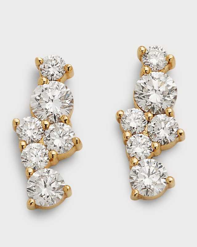 14k Diamond Cocktail Bar Stud Earrings
