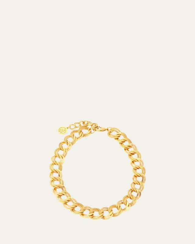 Gold Textured Link Chain Necklace