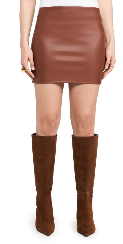 Enza Costa Leather Mini Skirt Nutshell