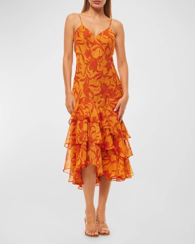 Marisa Sleeveless Floral Midi Party Dress