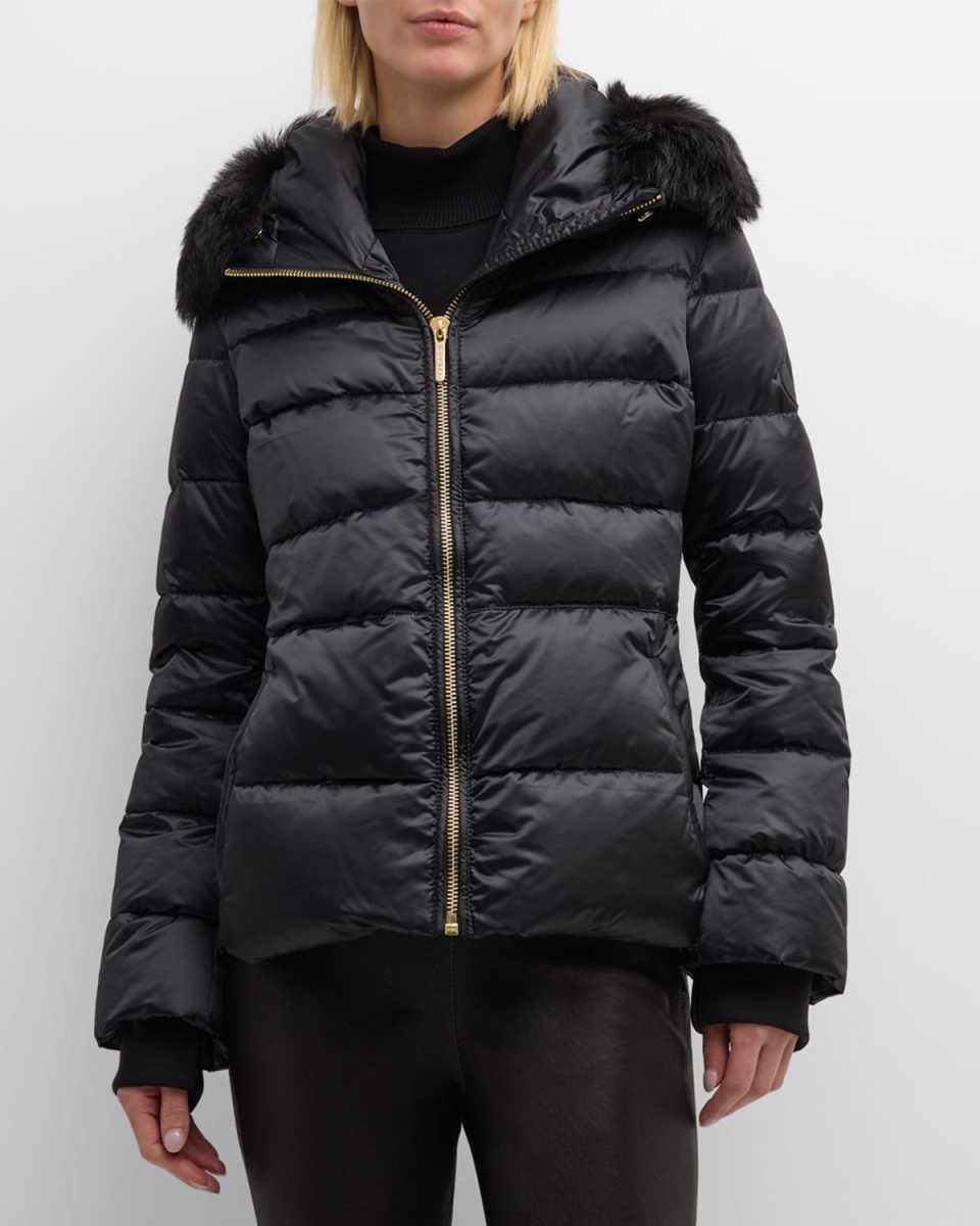 Apres-Ski Down-Filled Jacket with Detachable Toscana Lamb Shearling Hood Trim