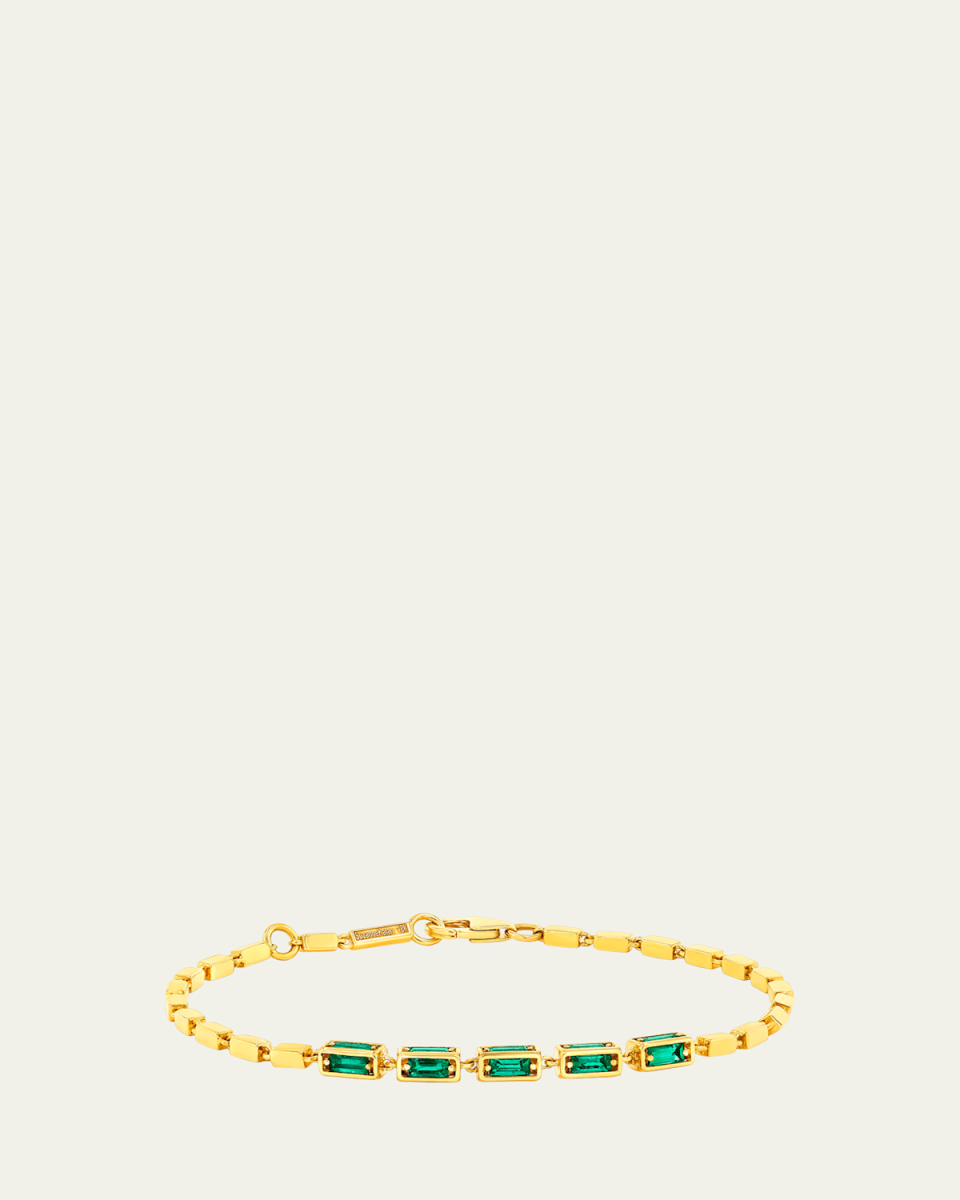 18K Yellow Gold Medium Emerald Block Chain Bracelet