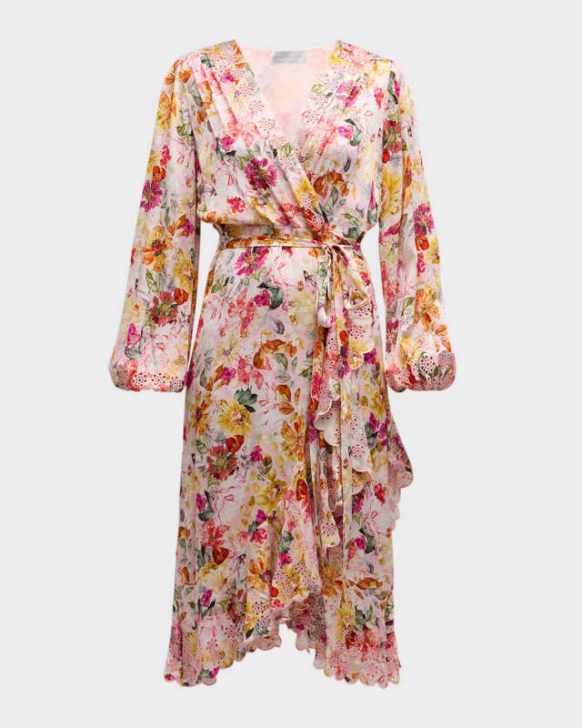 The Charlotte Floral-Print Faux-Wrap Midi Dress