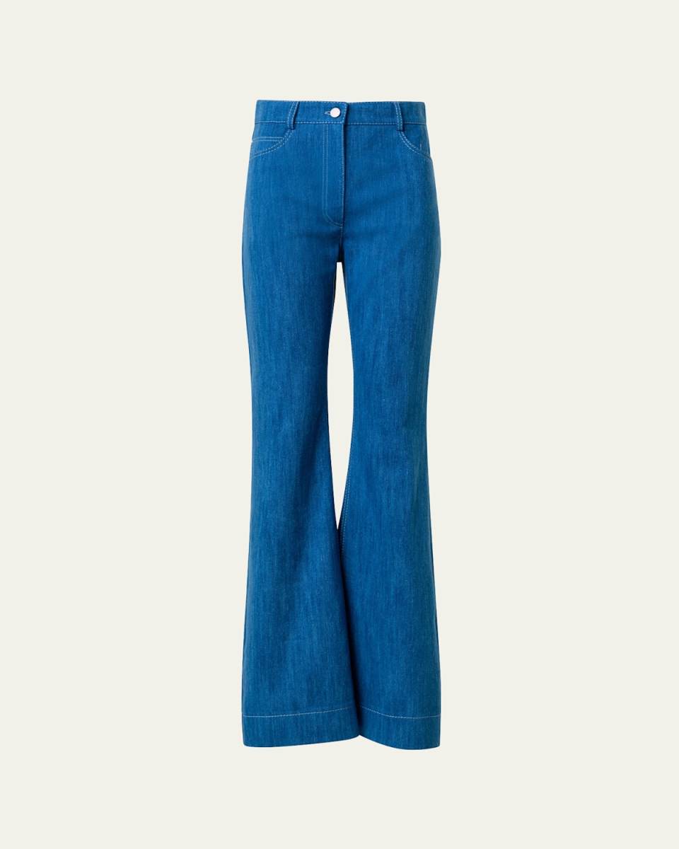 Courtney Bootcut-Leg Washed Denim Pants