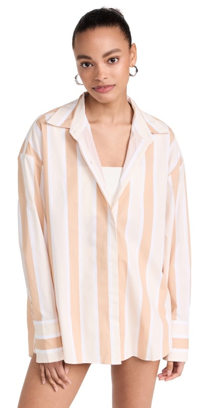 STAUD Colton Shirt Sand Stripe