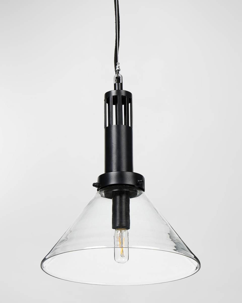 Aldis 13" Pendant Light, Black/Clear