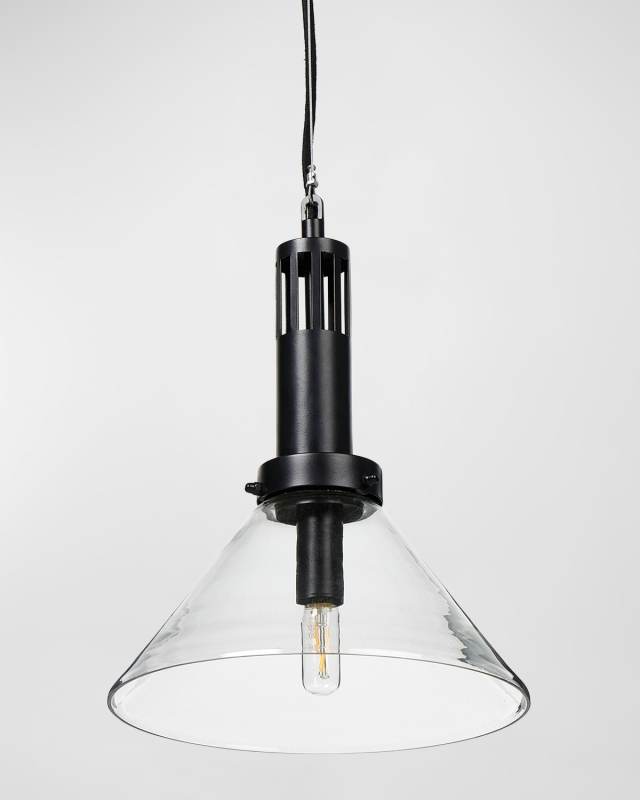 Aldis 13" Pendant Light, Black/Clear