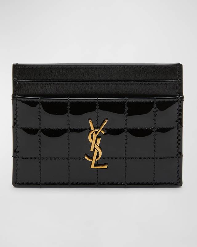 Fragments YSL Quilted Patent Zipped Card Holder