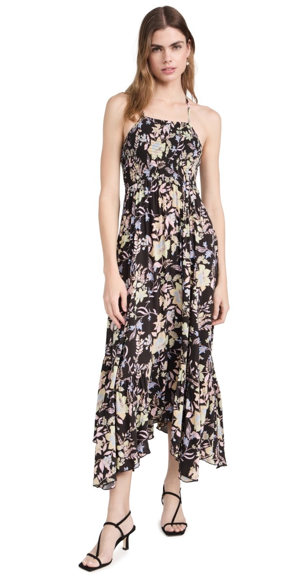 Free People Heat Wave Printed Maxi Dress Midnight Combo
