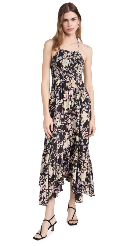 Free People Heat Wave Printed Maxi Dress Midnight Combo