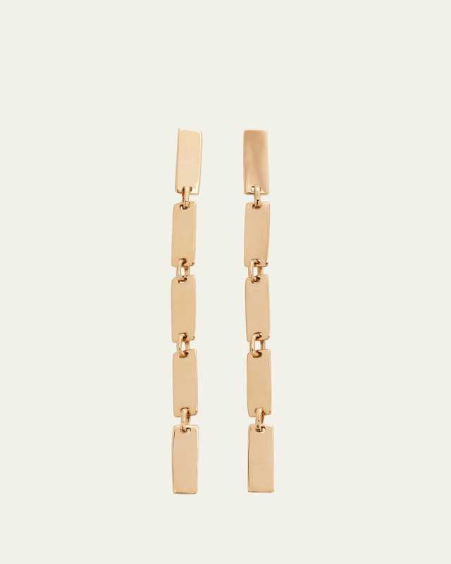 14K Linear Dangle Tag Link Earrings, 65mm