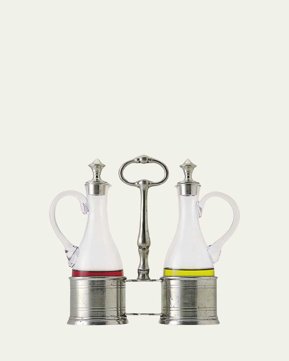 Oil and Vinegar Set with Pewter Tops