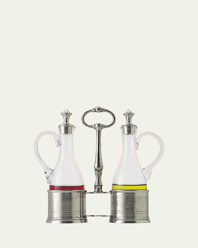 Oil and Vinegar Set with Pewter Tops