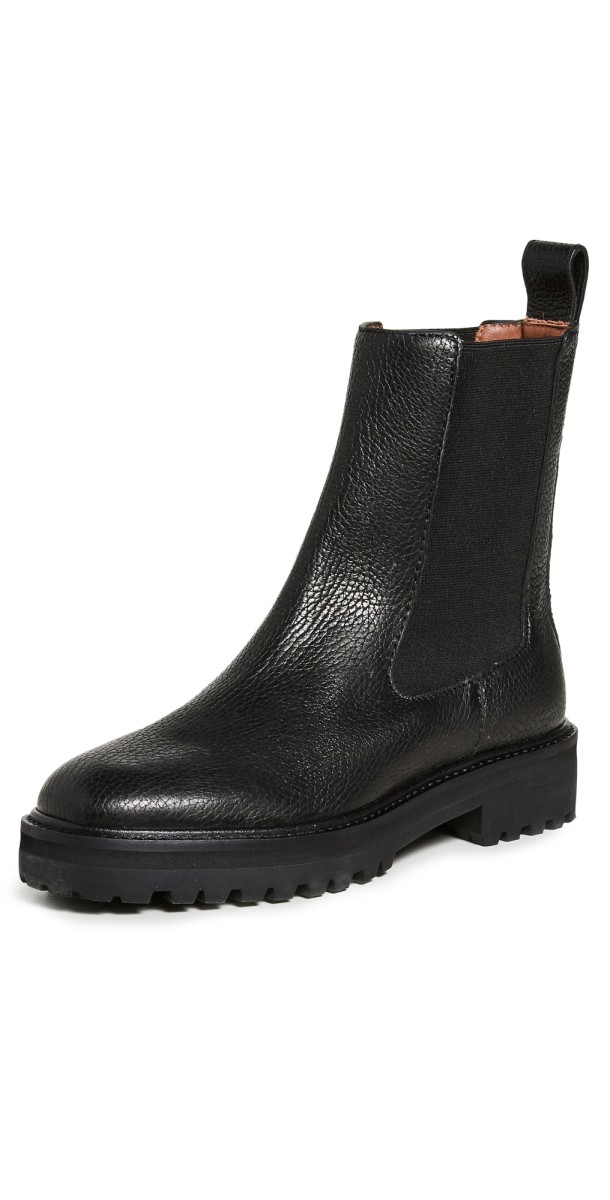 Reformation Katerina Lug Sole Chelsea Boots Black Tumbled