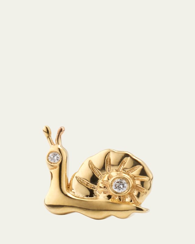 14k Diamond Small Snail Stud Earring, Single Left