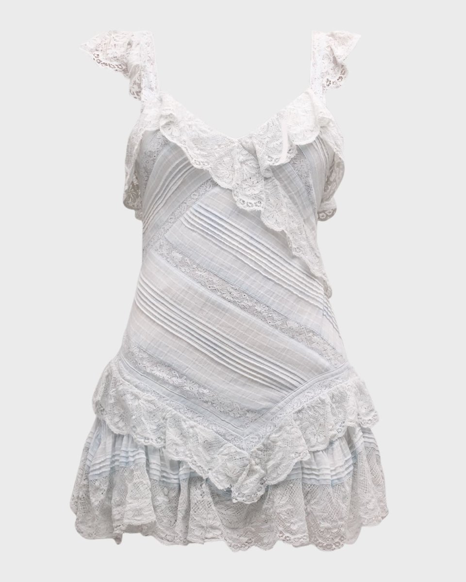 Bensley Ruffled Cotton Lace Mini Dress