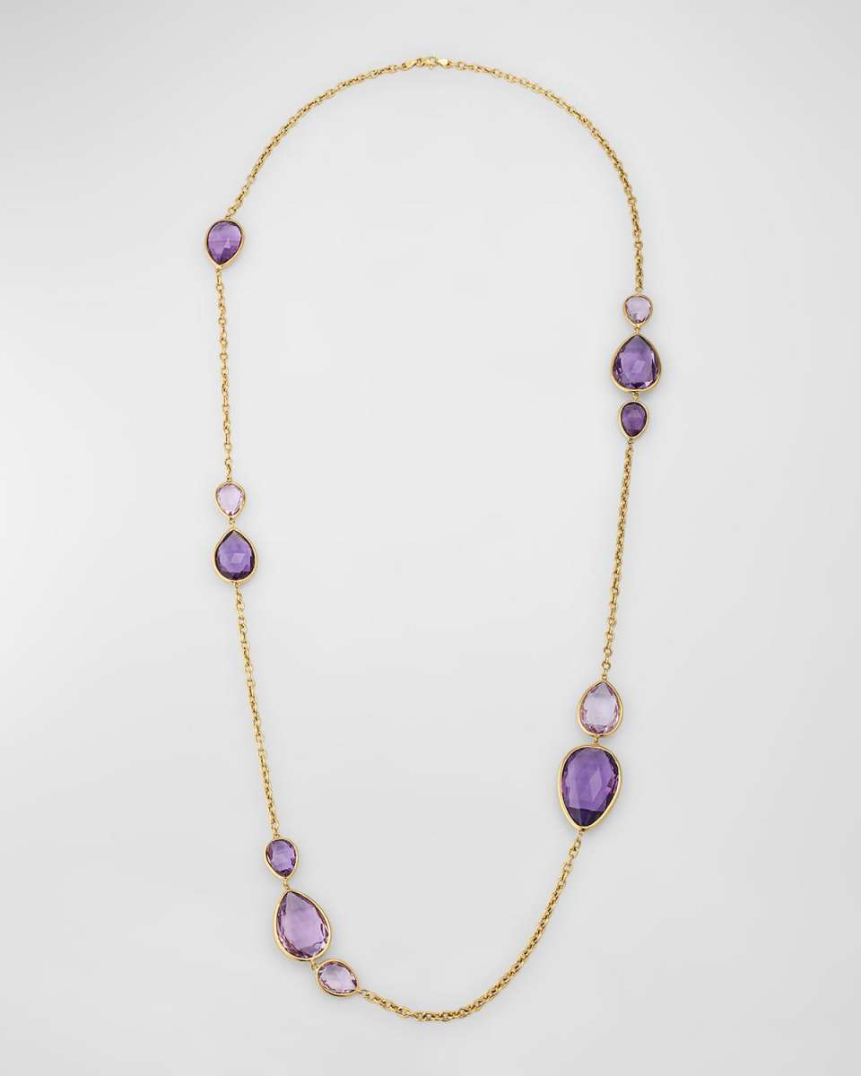 Gossip 18K Yellow Gold 2-Tone Amethyst Briolette Station Necklace