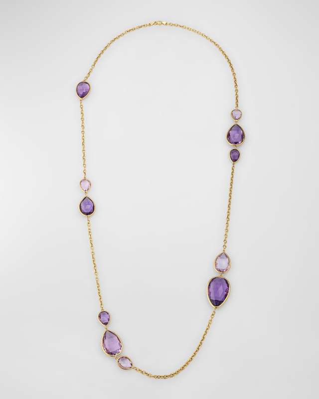 Gossip 18K Yellow Gold 2-Tone Amethyst Briolette Station Necklace