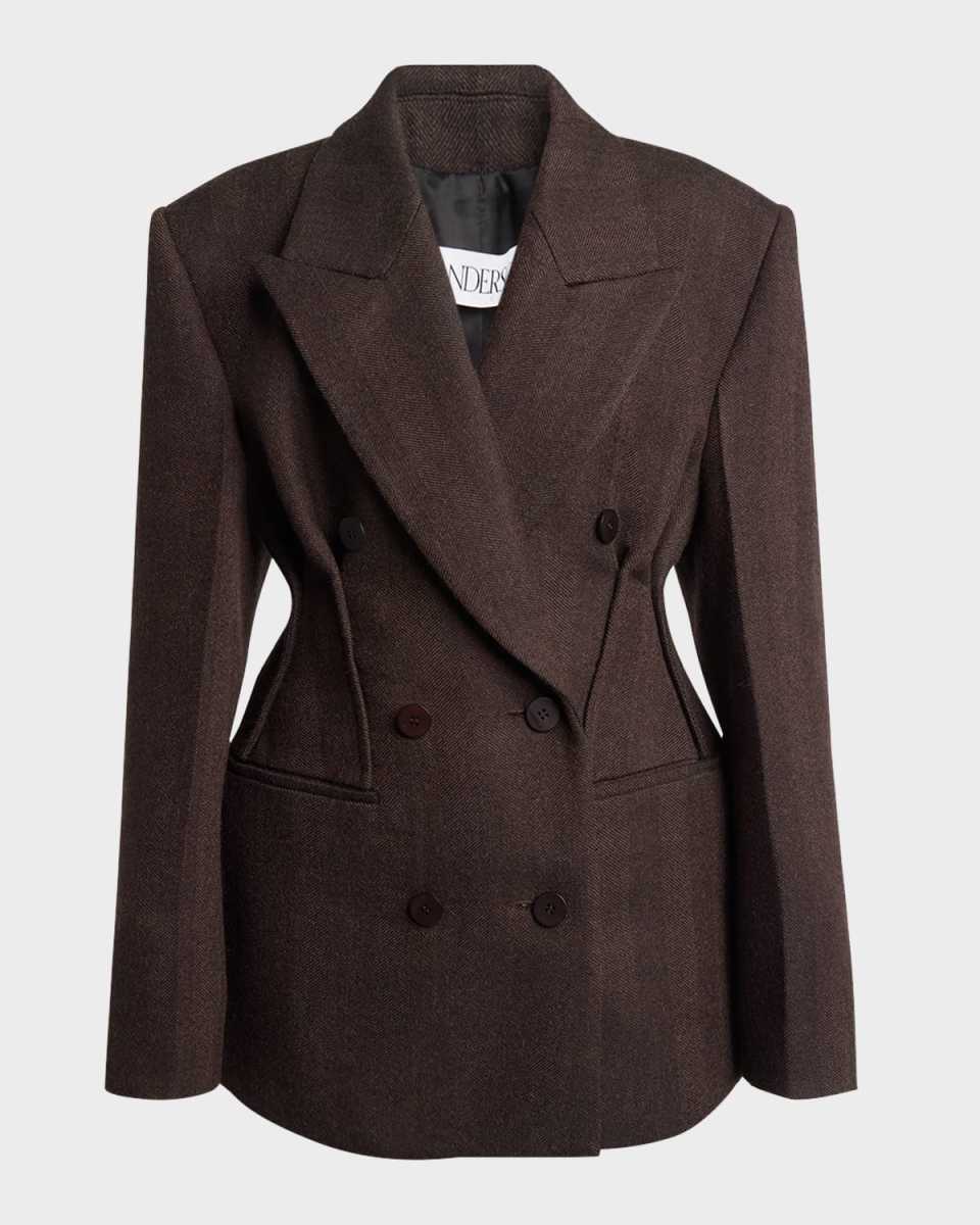 Hourglass Double-Breasted Wool Jacket