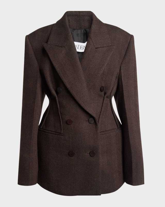 Hourglass Double-Breasted Wool Jacket