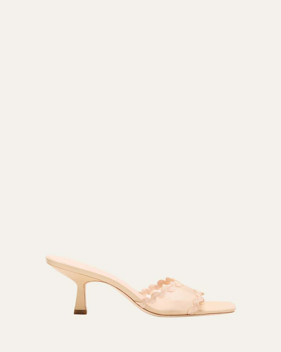 Milena Mesh Scalloped Mule Sandals
