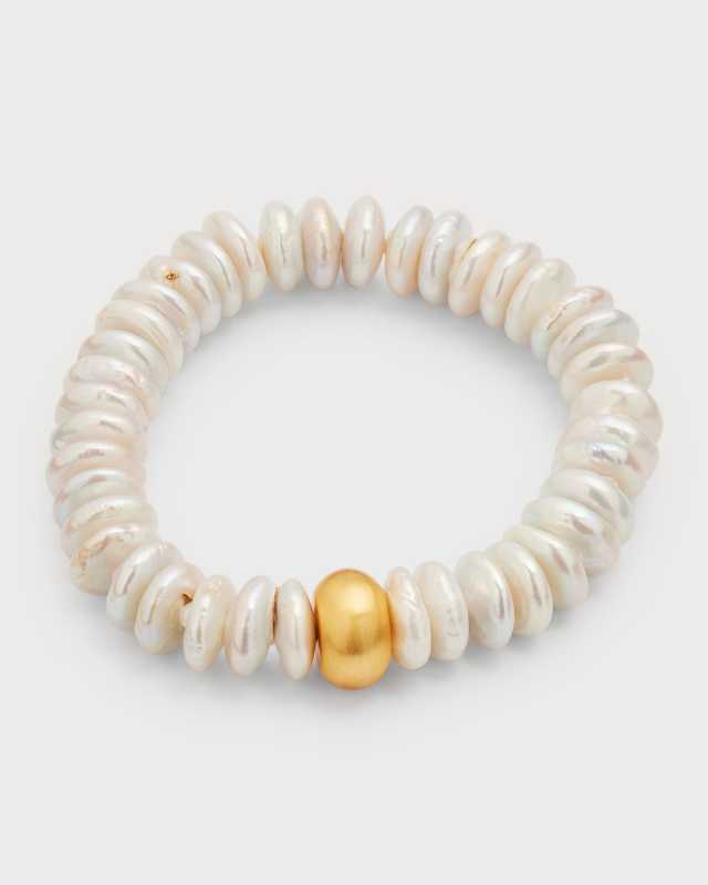 Baroque Pearl Disc Beaded Bracelet