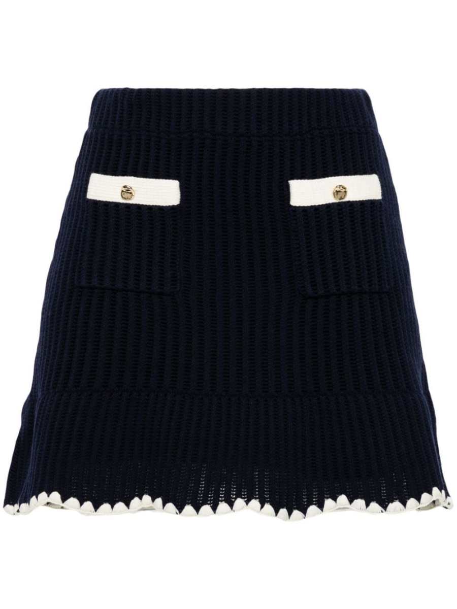 crochet-knit mini skirt