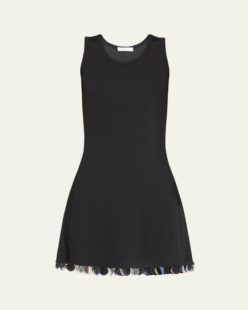 Sequined-Trim Mini Dress