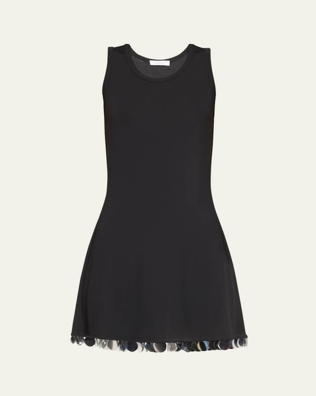 Sequined-Trim Mini Dress