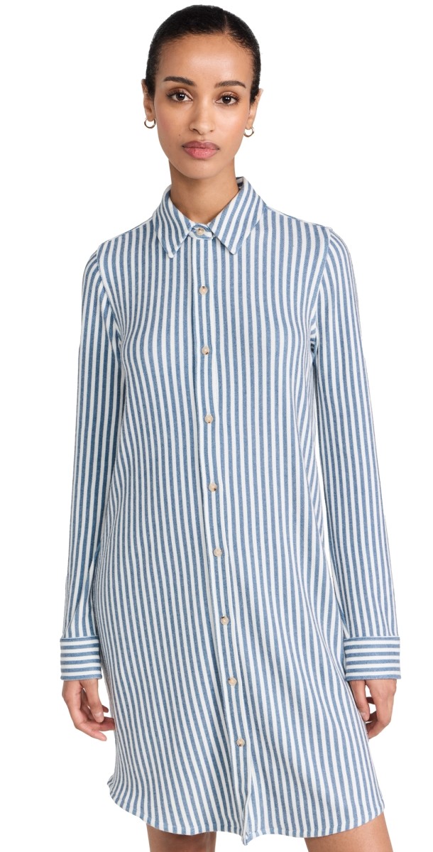 Faherty Legend Sweater Dress Navy Blazer Stripe