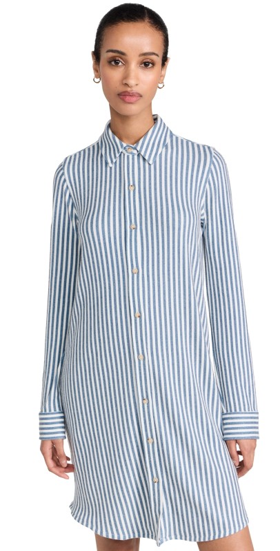 Faherty Legend Sweater Dress Navy Blazer Stripe