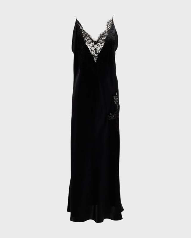 Diva Lace-Trim Charmeuse Gown
