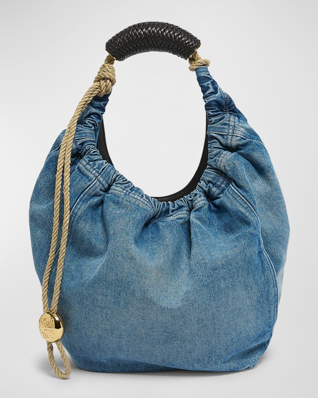 Squeeze Medium Denim Hobo Bag