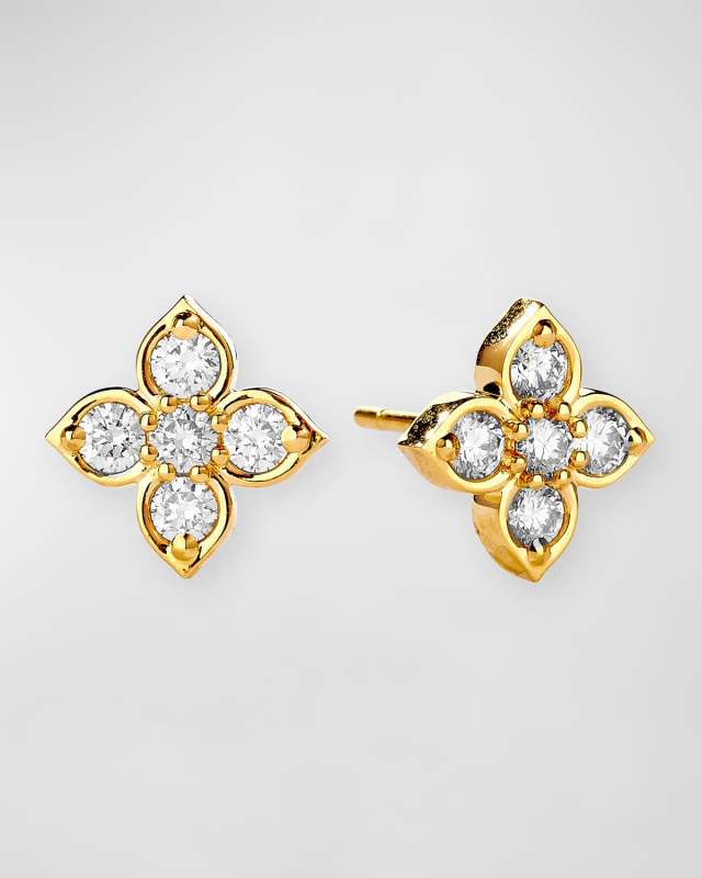 18K Jardin Flower Stud Earrings with Diamonds