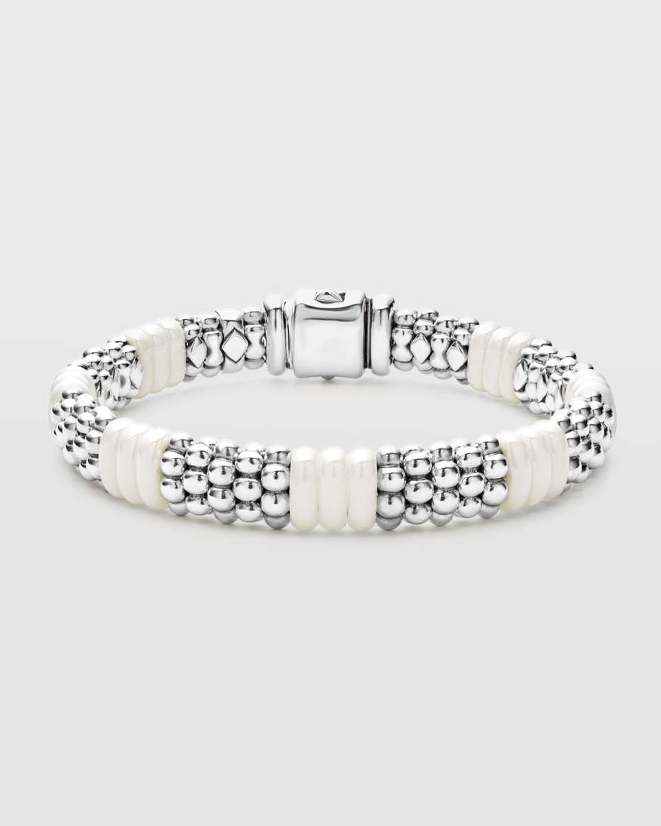 White Caviar White Ceramic 7 by 3 Stations 9mm Rope Bracelet