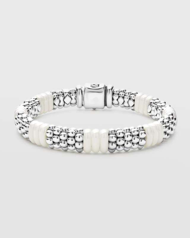 White Caviar White Ceramic 7 by 3 Stations 9mm Rope Bracelet