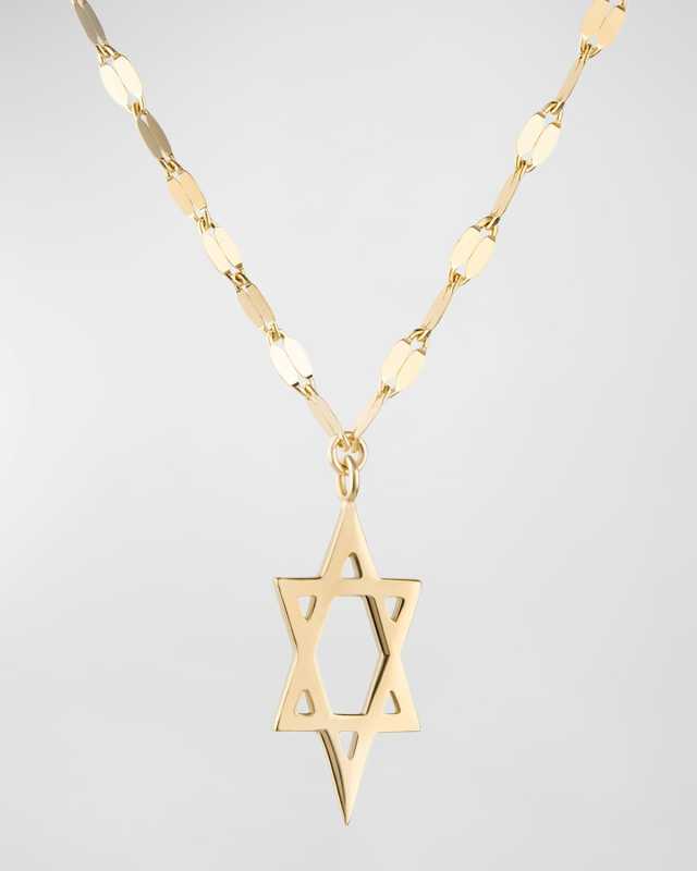 Star of David Charm Necklace with Jump Ring, 16-18"L