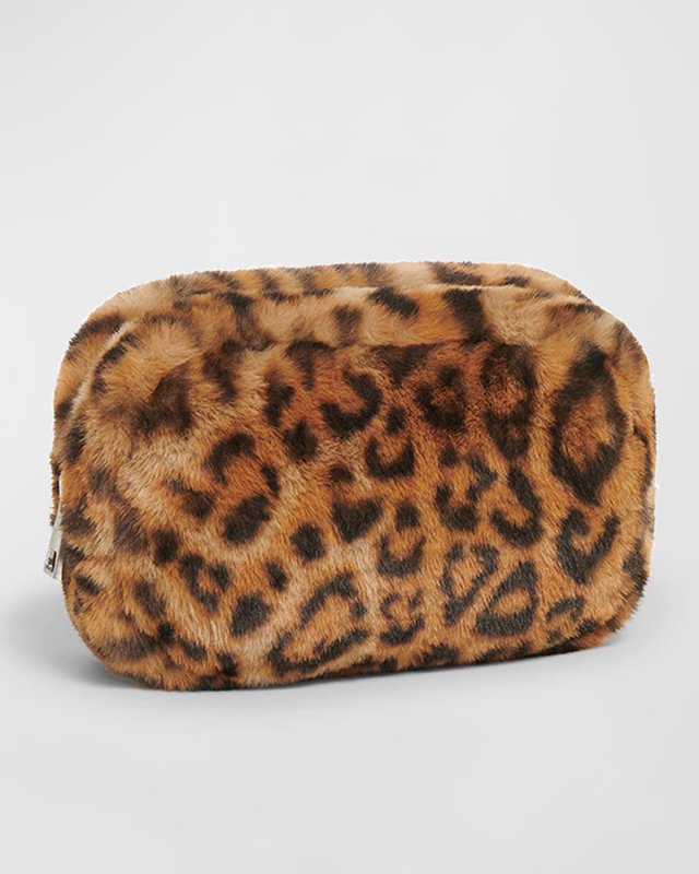 Noor Leopard Faux Fur Pouch Bag